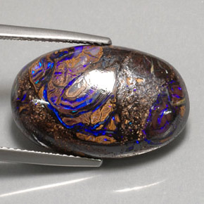 17.91 ct Multicolor Boulder Opal Stone, Natural Boulder Opal in Oval Cabochon Shape for Sale