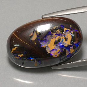 14.18 ct Multicolor Boulder Opal Gemstone, Boulder Opal Gem in Oval Cabochon Shape for Sale.