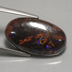 12.97 ct Multicolor Boulder Opal Gemstone, Boulder Opal Gem in Oval Cabochon Shape for Sale.