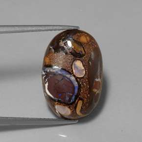 9.28 ct Multicolor Boulder Opal Gemstone, Boulder Opal Gem in Oval Cabochon Shape for Sale.