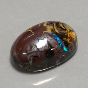 6.95 ct Multicolor Boulder Opal Gemstone, Boulder Opal Gem in Oval Cabochon Shape for Sale.