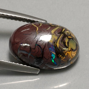 6.95 ct Multicolor Boulder Opal Stone, Natural Boulder Opal in Oval Cabochon Shape for Sale