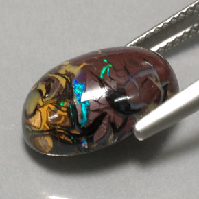 Boulder Opal Gemstone in 14 x 10 mm (calibrated) Size for Sale, Boulder Opal Stone in Multicolor Color