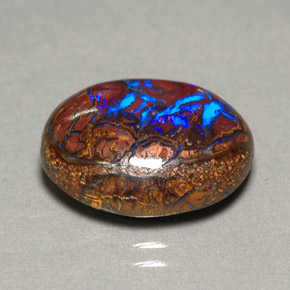 9.88 ct Multicolor Boulder Opal Gemstone, Boulder Opal Gem in Oval Cabochon Shape for Sale.