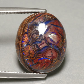 9.88 ct Multicolor Boulder Opal Stone, Natural Boulder Opal in Oval Cabochon Shape for Sale