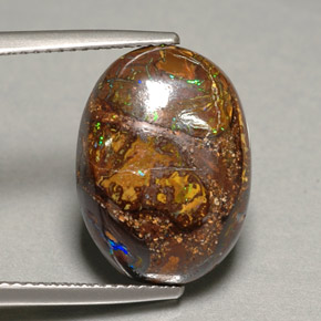 10.06 ct Multicolor Boulder Opal Stone, Natural Boulder Opal in Oval Cabochon Shape for Sale