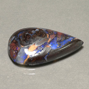 9.16 ct Multicolor Boulder Opal Gemstone, Boulder Opal Gem in Pear Cabochon Shape for Sale.