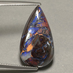 9.16 ct Multicolor Boulder Opal Stone, Natural Boulder Opal in Pear Cabochon Shape for Sale