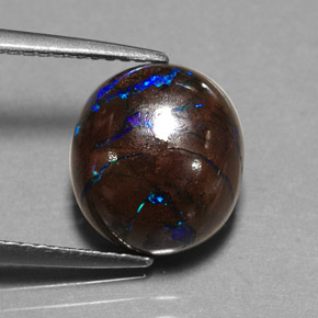 5.30 ct Multicolor Boulder Opal Stone, Natural Boulder Opal in Oval Cabochon Shape for Sale