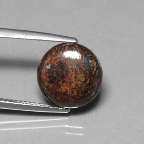4.97 ct Multicolor Boulder Opal Gemstone, Boulder Opal Gem in Round Cabochon Shape for Sale.