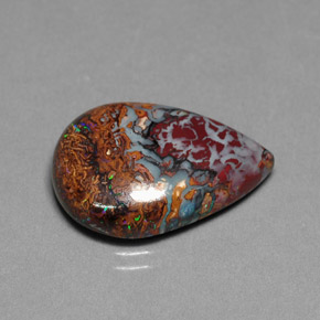 11.09 ct Multicolor Boulder Opal Stone, Natural Boulder Opal in Pear Cabochon Shape for Sale