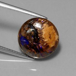 7.07 ct Multicolor Boulder Opal Gemstone, Boulder Opal Gem in Round Cabochon Shape for Sale.