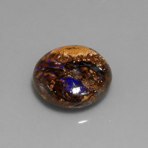 7.07 ct Multicolor Boulder Opal Stone, Natural Boulder Opal in Round Cabochon Shape for Sale