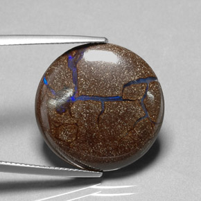 14.62 ct Multicolor Boulder Opal Gemstone, Boulder Opal Gem in Round Cabochon Shape for Sale.