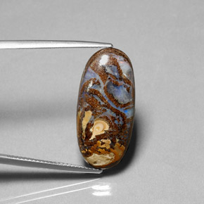 14.49 ct Multicolor Boulder Opal Gemstone, Boulder Opal Gem in Oval Cabochon Shape for Sale.