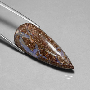 26.52 ct Multicolor Boulder Opal Gemstone, Boulder Opal Gem in Pear Cabochon Shape for Sale.
