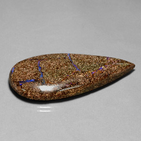 52.57 ct Multicolor Boulder Opal Stone, Natural Boulder Opal in Pear Cabochon Shape for Sale