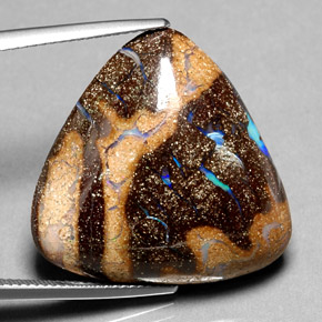 25.23 ct Multicolor Boulder Opal Stone, Natural Boulder Opal in Trillion Cabochon Shape for Sale