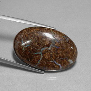 27.95 ct Multicolor Boulder Opal Gemstone, Boulder Opal Gem in Oval Cabochon Shape for Sale.