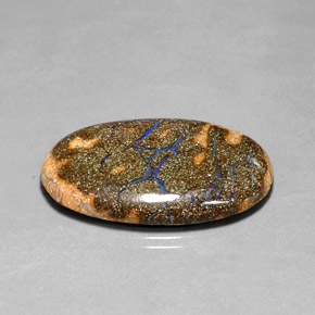 30.86 ct Multicolor Boulder Opal Gemstone, Boulder Opal Gem in Oval Cabochon Shape for Sale.