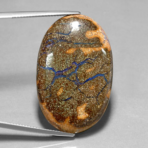30.86 ct Multicolor Boulder Opal Stone, Natural Boulder Opal in Oval Cabochon Shape for Sale