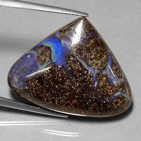 27.56 ct Multicolor Boulder Opal Gemstone, Boulder Opal Gem in Pear Cabochon Shape for Sale.