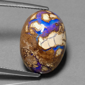 11.68 ct Multicolor Boulder Opal Gemstone, Boulder Opal Gem in Oval Cabochon Shape for Sale.