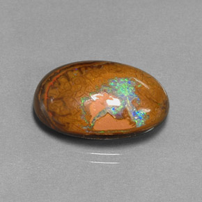 11.39 ct Multicolor Boulder Opal Gemstone, Boulder Opal Gem in Oval Cabochon Shape for Sale.