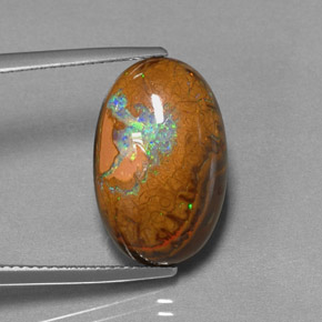 11.39 ct Multicolor Boulder Opal Stone, Natural Boulder Opal in Oval Cabochon Shape for Sale