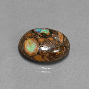 8.41 ct Multicolor Boulder Opal Gemstone, Boulder Opal Gem in Oval Cabochon Shape for Sale.