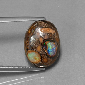 8.41 ct Multicolor Boulder Opal Stone, Natural Boulder Opal in Oval Cabochon Shape for Sale