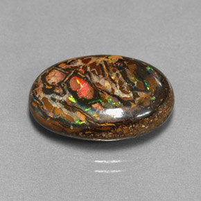 10.67 ct Multicolor Boulder Opal Gemstone, Boulder Opal Gem in Oval Cabochon Shape for Sale.