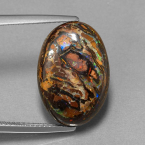 10.67 ct Multicolor Boulder Opal Stone, Natural Boulder Opal in Oval Cabochon Shape for Sale