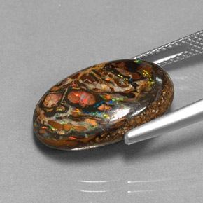 Boulder Opal Gemstone in 18 x 13 mm (calibrated) Size for Sale, Boulder Opal Stone in Multicolor Color
