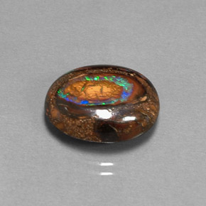 7.70 ct Multicolor Boulder Opal Gemstone, Boulder Opal Gem in Oval Cabochon Shape for Sale.