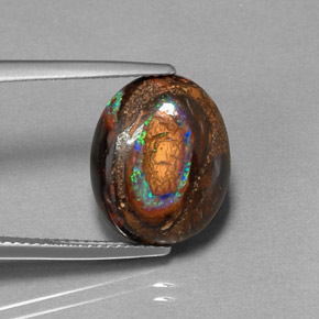 7.70 ct Multicolor Boulder Opal Stone, Natural Boulder Opal in Oval Cabochon Shape for Sale