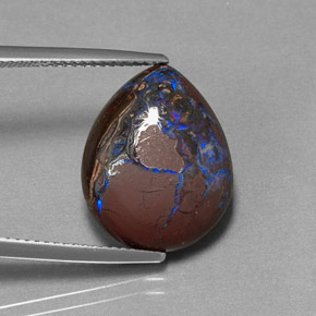 10.37 ct Multicolor Boulder Opal Stone, Natural Boulder Opal in Pear Cabochon Shape for Sale