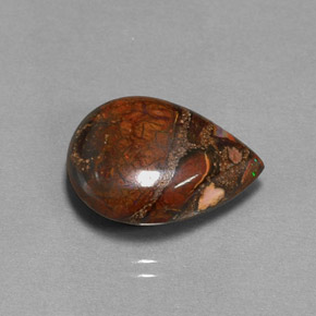 11.35 ct Multicolor Boulder Opal Gemstone, Boulder Opal Gem in Pear Cabochon Shape for Sale.