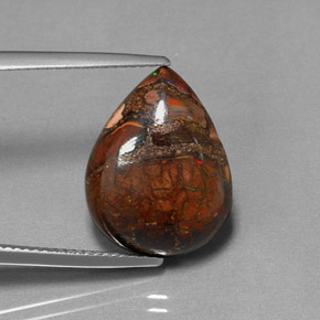 11.35 ct Multicolor Boulder Opal Stone, Natural Boulder Opal in Pear Cabochon Shape for Sale