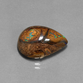 10.40 ct Multicolor Boulder Opal Gemstone, Boulder Opal Gem in Pear Cabochon Shape for Sale.