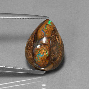 10.40 ct Multicolor Boulder Opal Stone, Natural Boulder Opal in Pear Cabochon Shape for Sale