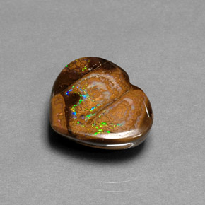 10.28 ct Multicolor Boulder Opal Stone, Natural Boulder Opal in Heart Cabochon Shape for Sale