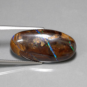 18.40 ct Multicolor Boulder Opal Gemstone, Boulder Opal Gem in Oval Cabochon Shape for Sale.