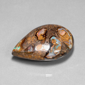 36.80 ct Multicolor Boulder Opal Stone, Natural Boulder Opal in Pear Cabochon Shape for Sale