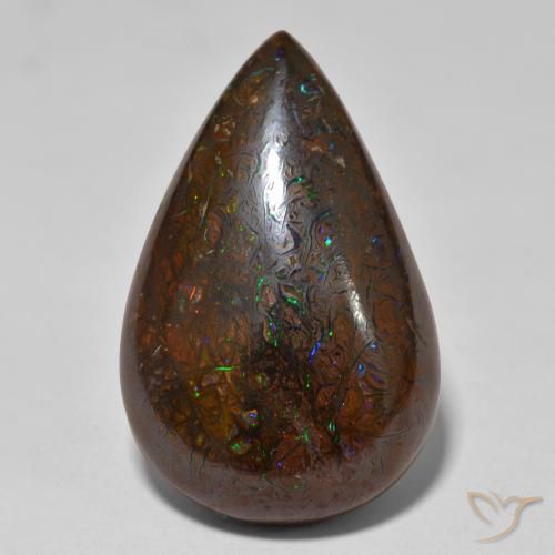Multicolore Opale Boulder gemme - 20.7ct Poire cabochon (ID: 300456)