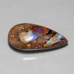 24.40 ct Multicolor Boulder Opal Stone, Natural Boulder Opal in Pear Cabochon Shape for Sale