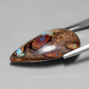 Boulder Opal Gemstone in 28.6 x 16 mm Size for Sale, Boulder Opal Stone in Multicolor Color