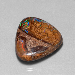 16.78 ct Multicolor Boulder Opal Gemstone, Boulder Opal Gem in Trillion Cabochon Shape for Sale.
