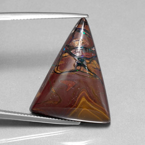 34.01 ct Multicolor Boulder Opal Gemstone, Boulder Opal Gem in Trillion Cabochon Shape for Sale.
