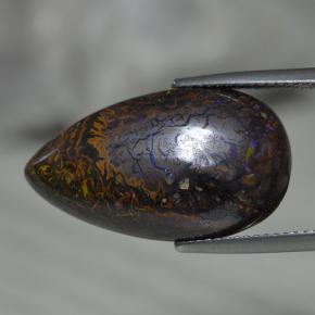 17.27 ct Multicolor Boulder Opal Stone, Natural Boulder Opal in Pear Cabochon Shape for Sale